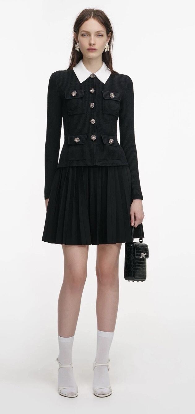 self-portrait - Black Tailored Knit Mini Dress Black Small NwT